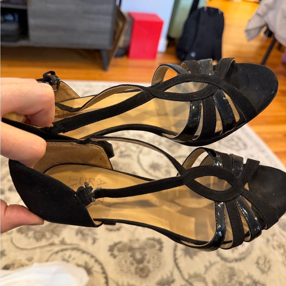 Naturalizer Black Strappy Open-Toe Heels